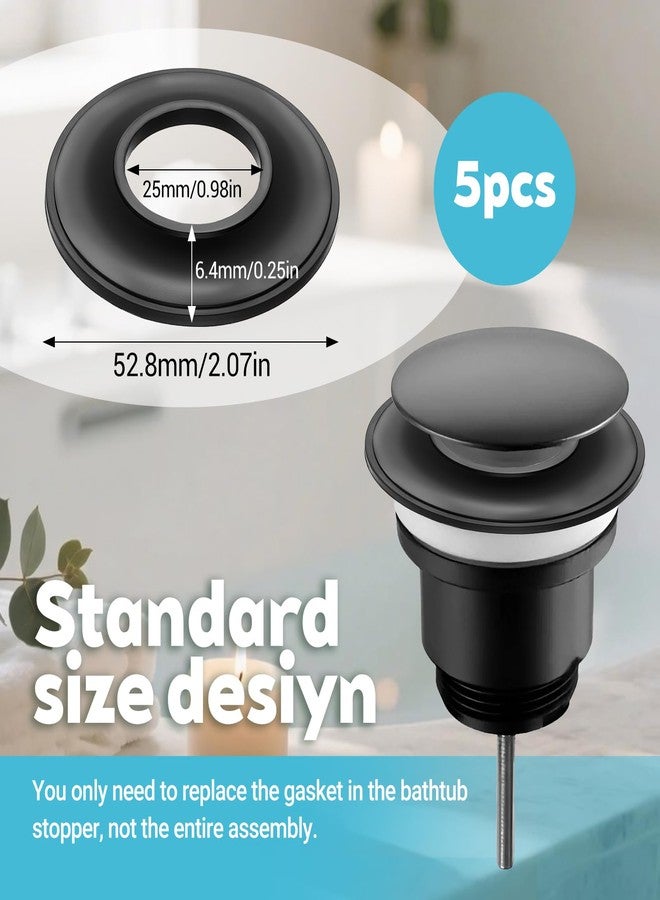 Psiriol 6 PCS Universal Tub Stopper Gasket, Replaces Stoppers Bathtub Drain Gaskets, High Elastic Rubber Seal Tub Stopper Gaskets for Tubs Drain Assemblies (Black) - Image 2